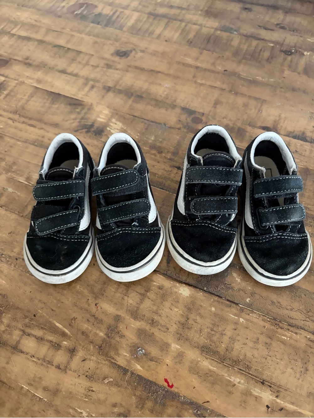 Vans Kids Black and White Velcro Sneakers